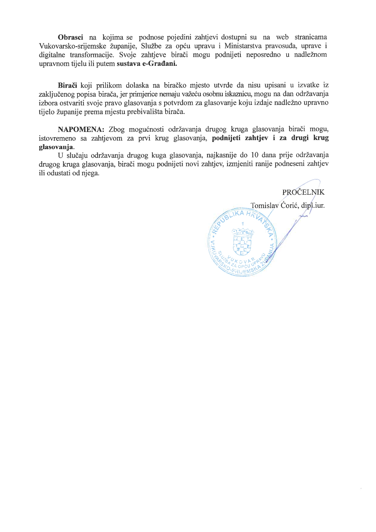 1 1 OBAVIJEST BIRAIMA PREDSJEDNIKI IZBORI page 0002