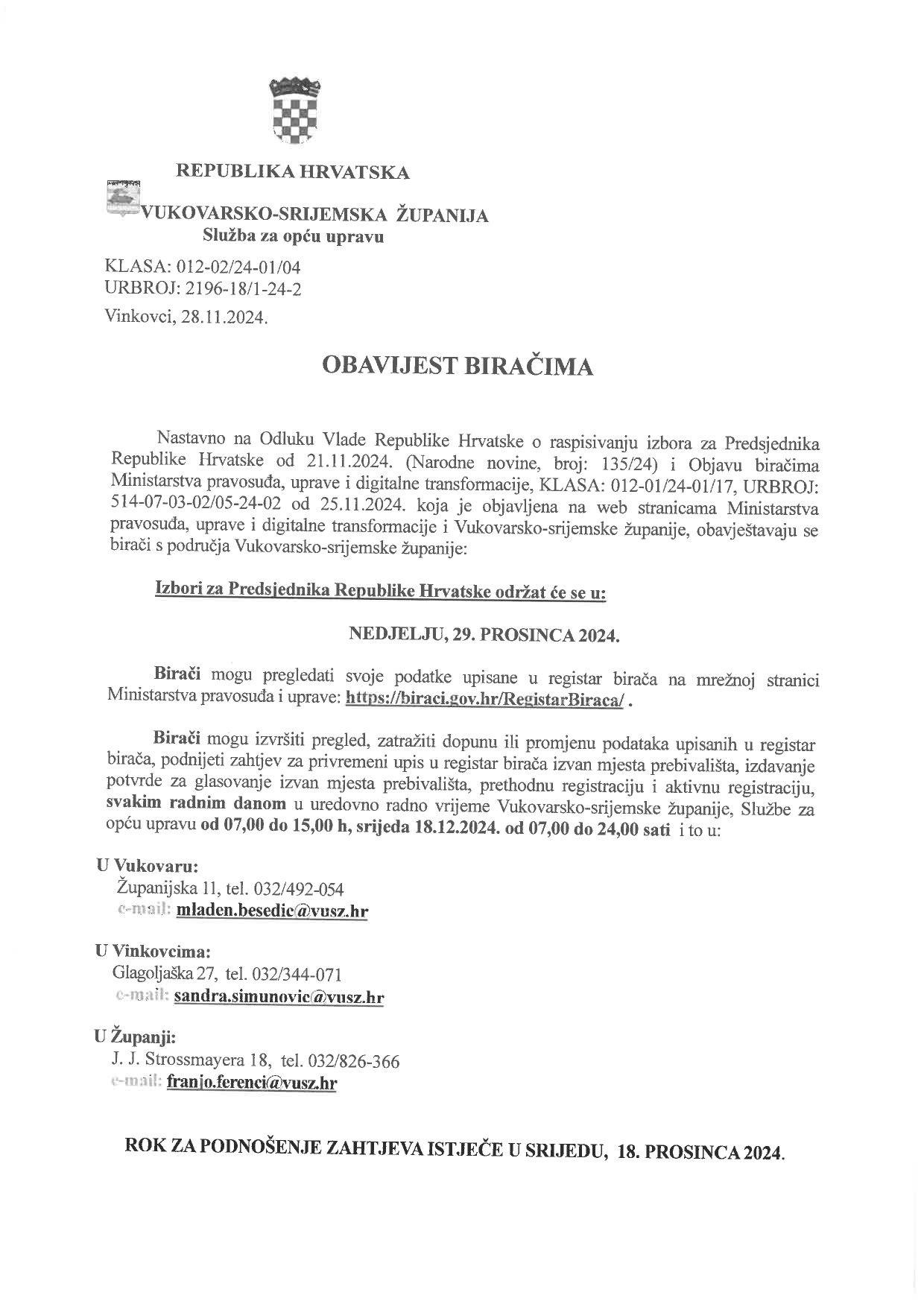 1 OBAVIJEST BIRAIMA PREDSJEDNIKI IZBORI page 0001