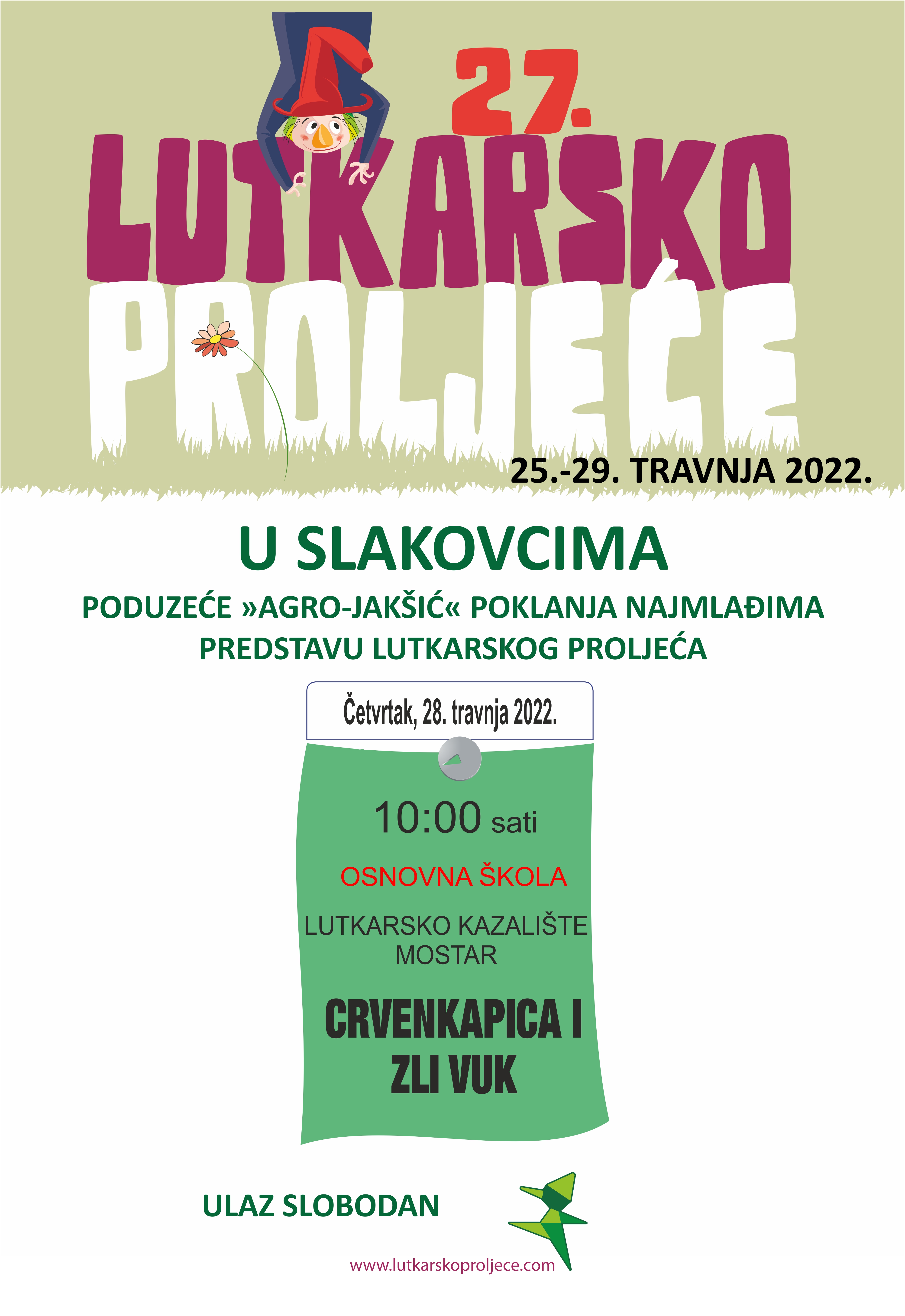 plakat novi 27 lutkarsko proljee SLAKOVCI
