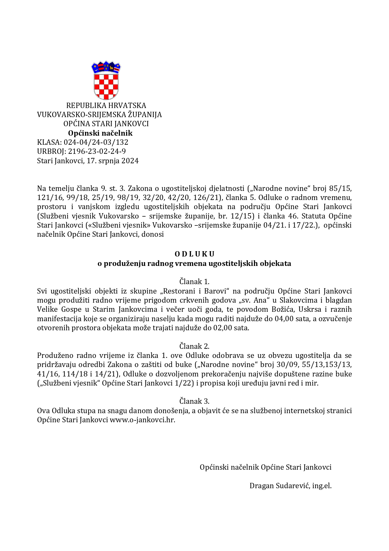 Odluka o produženom radnom vremenu ugostitelj objkata page 0001